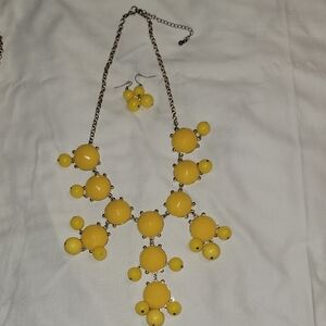 J. Crew Yellow Cluster Bib Necklace and Earrings Set